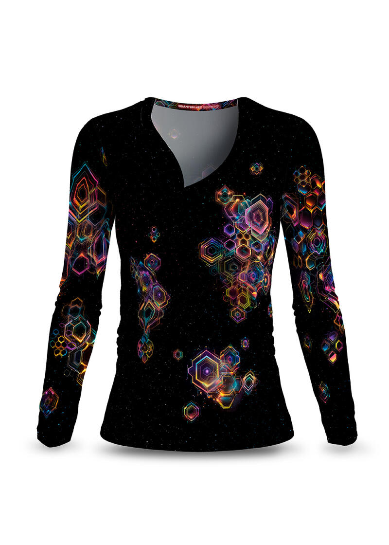 Langarm Shirt Damen QUANTUM HEX von GERMENS artfashion - hergestellt aus 100 % Baumwolle Made in Sachsen/Germany - 7 Größen von XS bis 3XL