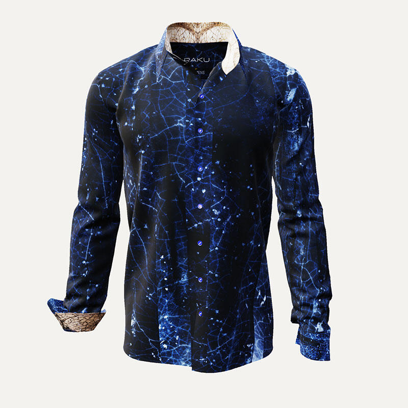 RAKU - Dark blue shirt with structures - GERMENS