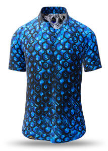 Summer button shirt HEXAGON KOBALT - GERMENS