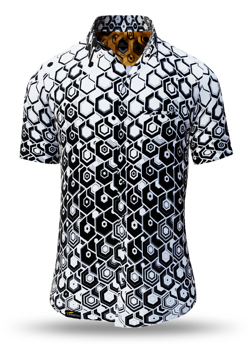 Summer button shirt HEXAGON ONYX - GERMENS