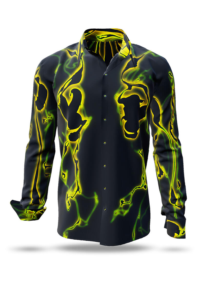 Black green extravagant shirt mens long sleeve TERRA GREEN by GERMENS artfashion - 100 % cotton Made in Germany