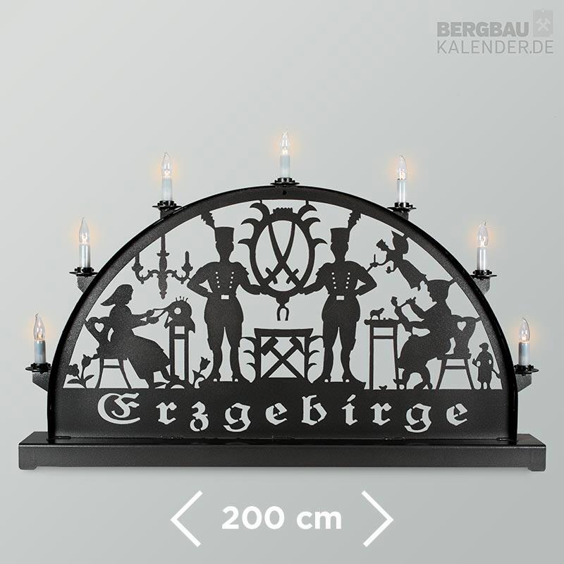 Großer Außenschwibbogen ERZGEBIRGE aus Metall - 200 cm lang mit Schriftzug Erzgebirge - Zur Weihnachtszeit sehr schöne Außendekoration