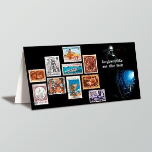 Greeting Card Mining Stamps from all over the world -...