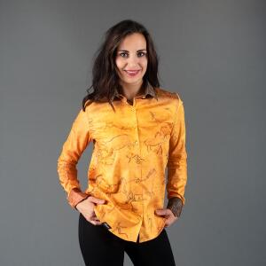 CAVEMAN - Ocker orangefarbene Bluse mit...