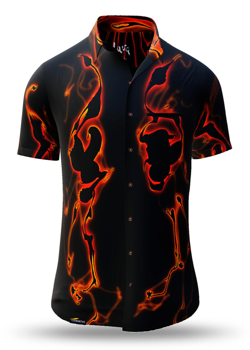 LAVA - Black short sleeve shirt with orange - GERMENS