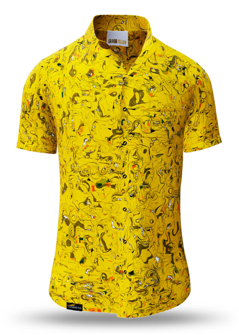 summer shirt men GRAVUR YELLOW - GERMENS